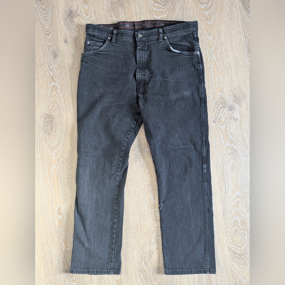 Wrangler‎ Men's Straight Leg Black Denim Jeans 40x30